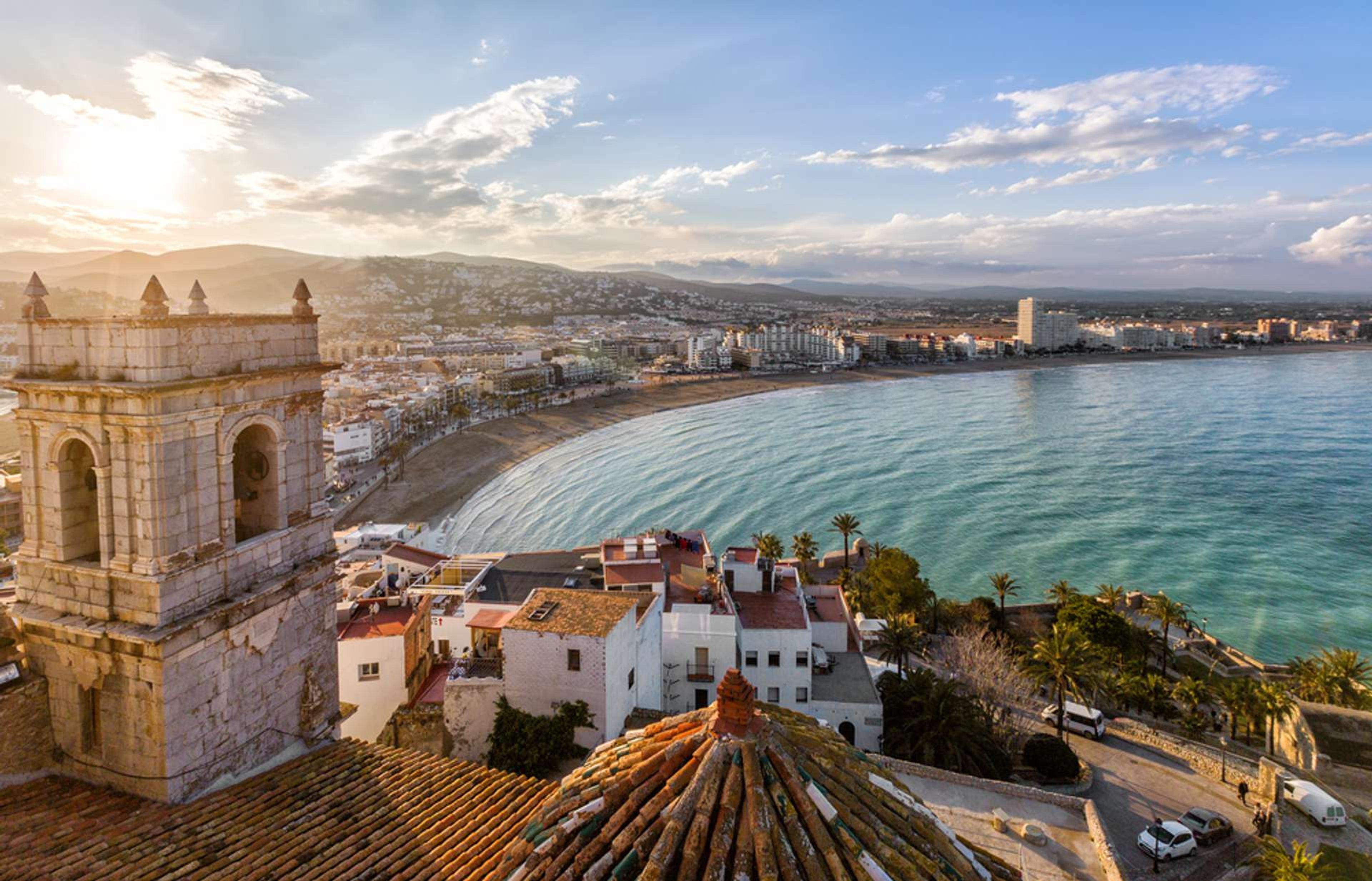 Spanje Valencia Peniscola port View of the sea from a height of Pope Luna s Castle3