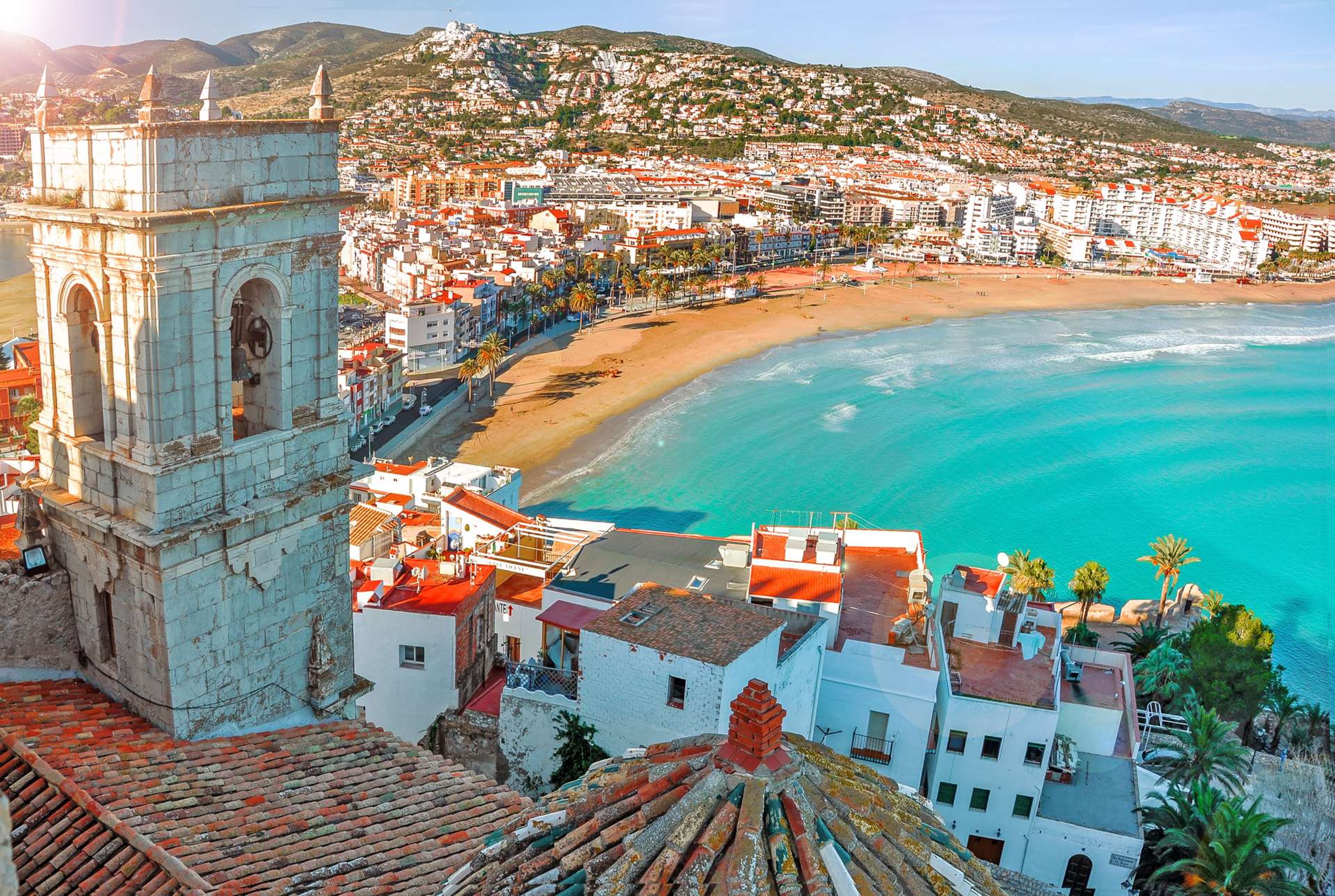 Spanje Valencia Peniscola port View of the sea from a height of Pope Luna s Castle