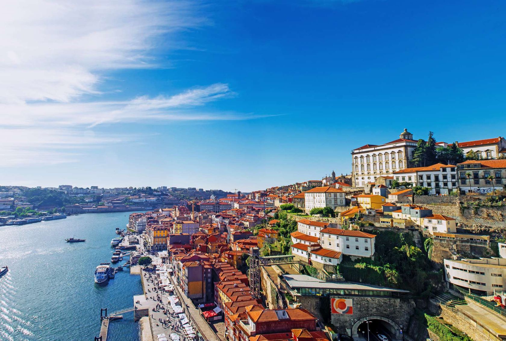 Portugal Porto skyline from Dom Luis bridge on the Douro River