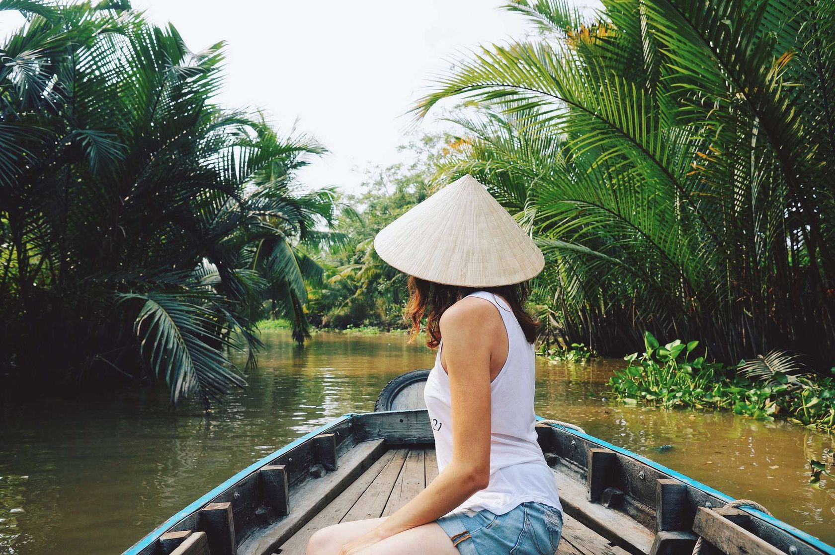 Vietnam Can Tho Mekong Delta vrouw op boot